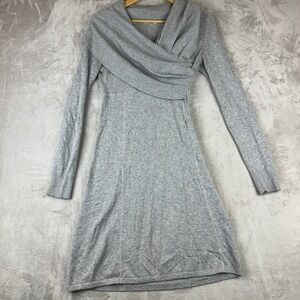 Athleta Gray Knit Cowl Neck Sweater Dress Sz Small organic cotton wool